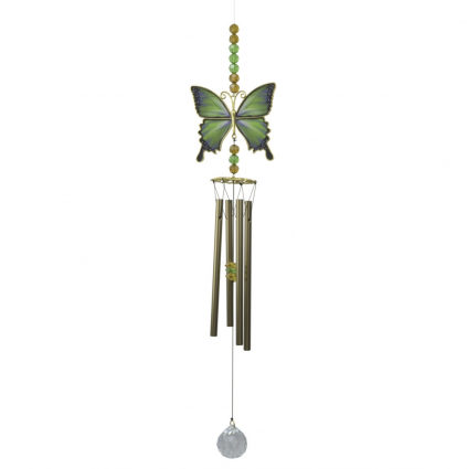 Green Butterfly Beaded Windchime 25"