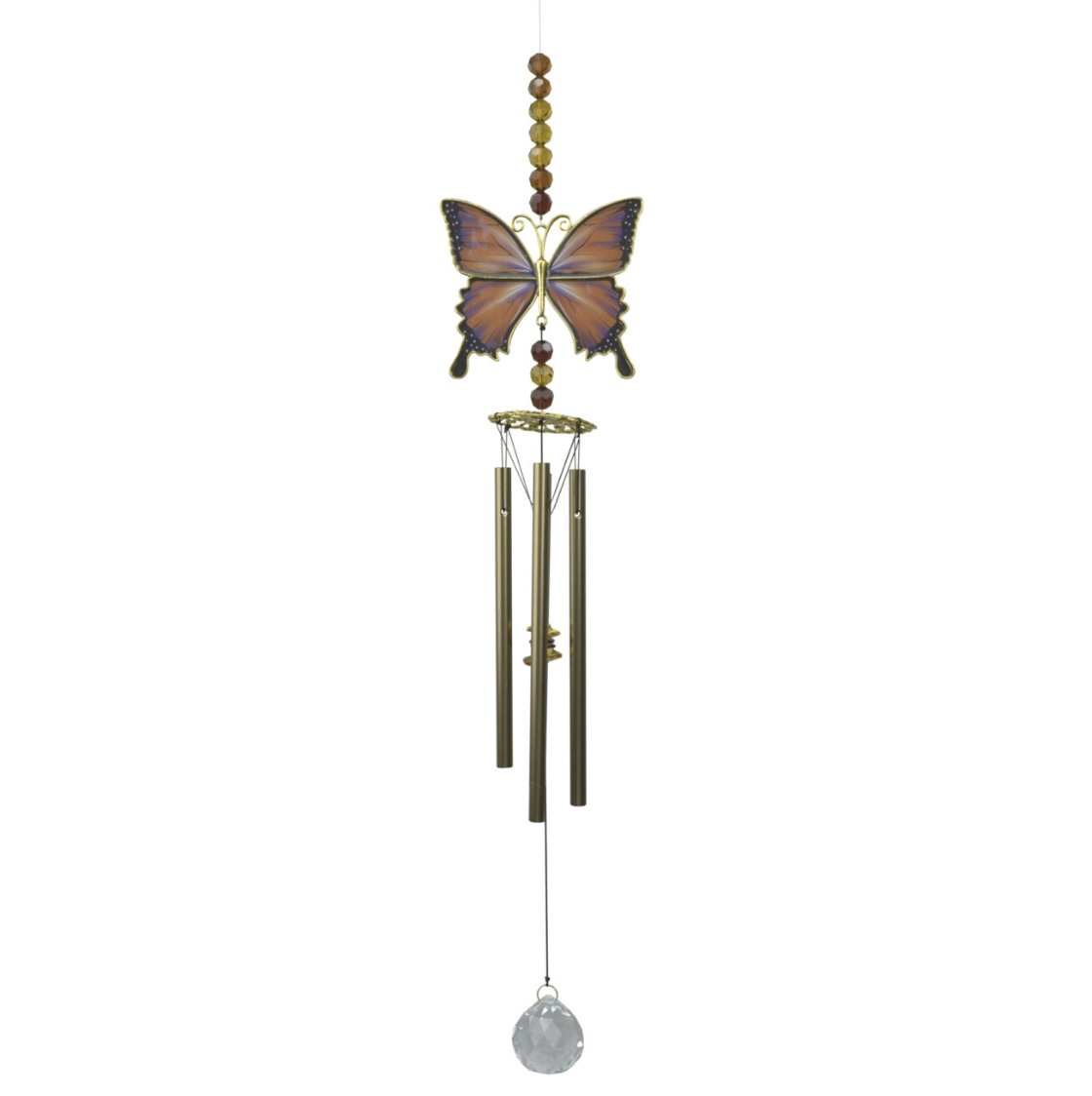 Orange Butterfly Beaded Windchime 25"