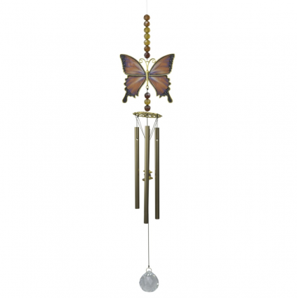 Orange Butterfly Beaded Windchime 25"