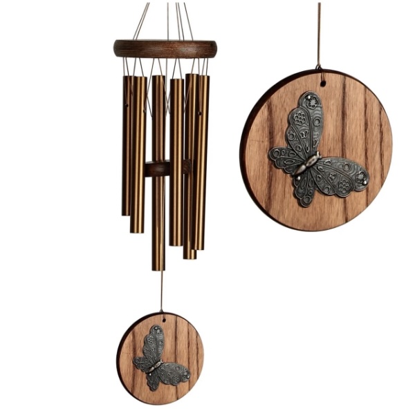 Habitats Teak Butterfly Windchime 17"