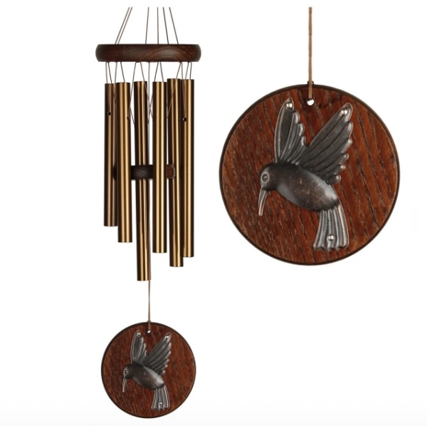 Habitats Teak Hummingbird Windchime 17"