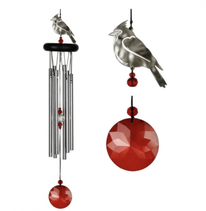 Crystal Cardinal Chime Windchime 18"
