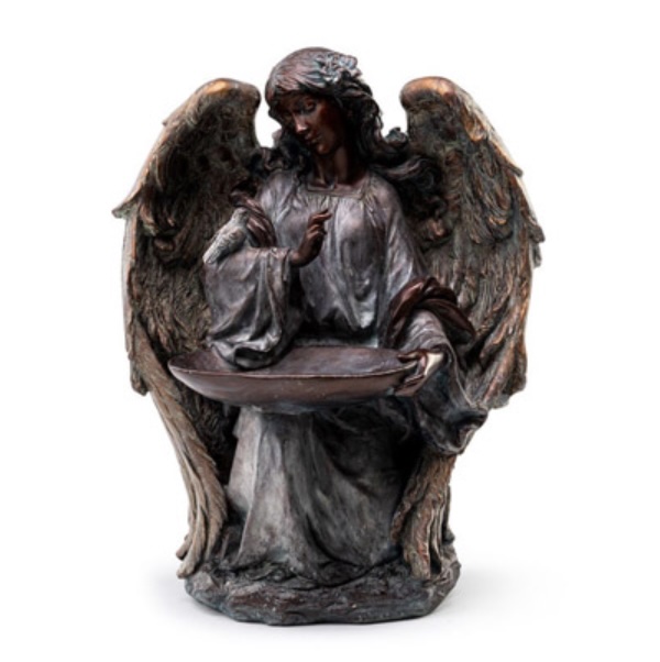 Bronze Kneeling Angel Bird Feeder