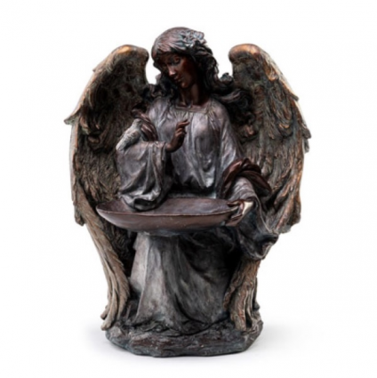 Bronze Kneeling Angel Bird Feeder