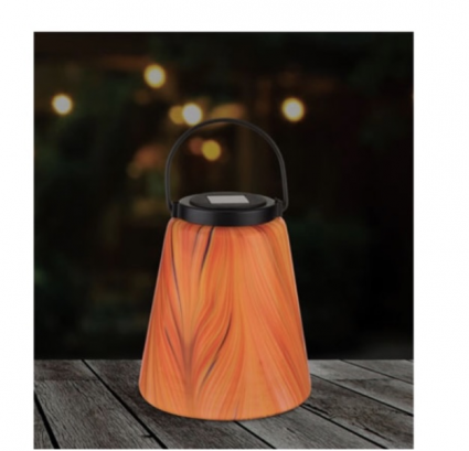 Murano Orange Solar Lantern 9"