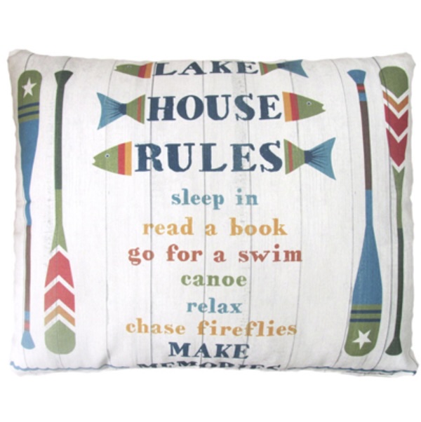 Lake House Rules Pillow 19x24"