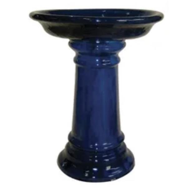 Blue Crackle Birdbath  19"W