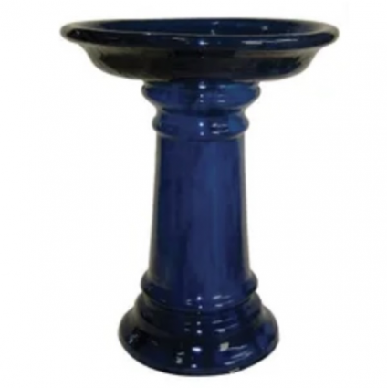 Blue Crackle Birdbath  19"W
