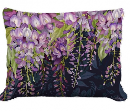 Midnight Wisteria Decorative Pillow