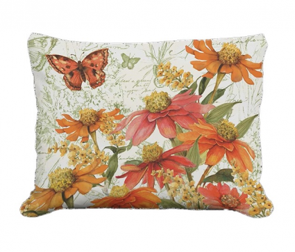 Zinnias Toile Decorative Pillow
