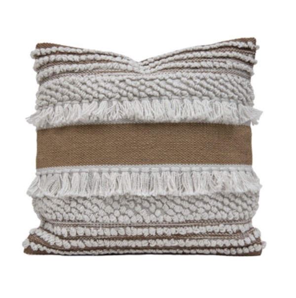 Daisy Brown Textured Boho Pillow