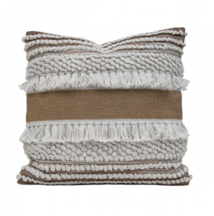 Daisy Brown Textured Boho Pillow