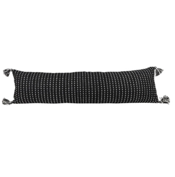Dash Stripe Black Lumbar Pillow