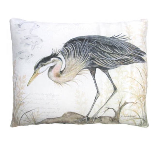 Heron on Log Pillow