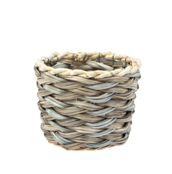 Blue and Beige Woven Basket 