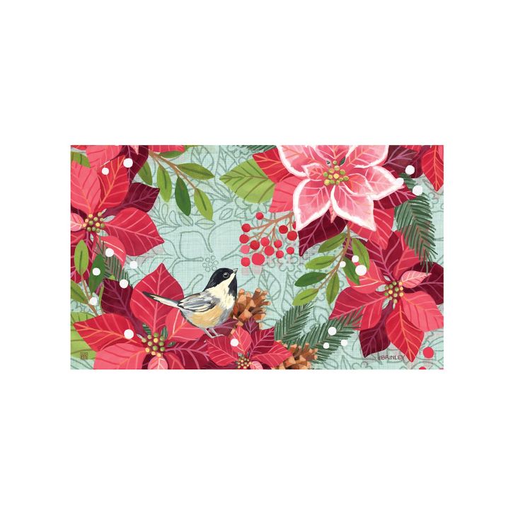 DOORMAT, POINSETTIA CHICADEE