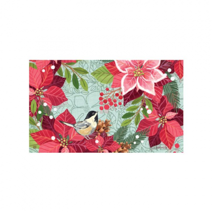 DOORMAT, POINSETTIA CHICADEE