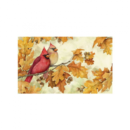 Cardinals in Fall Oak Tree Doormat