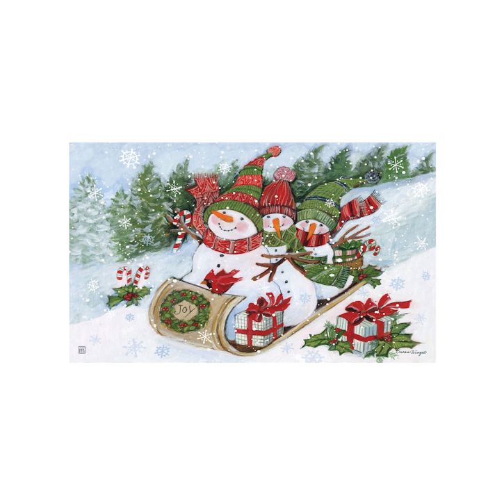 DOORMAT, SLEDDING SNOWMEN