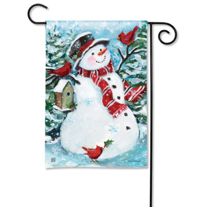 FLAG, SNOWMAN W/CARDINALS