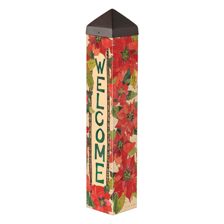 ART POLE, 20" PAINTED POINSETTIA