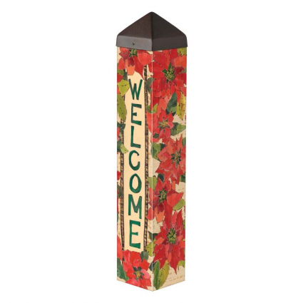 ART POLE, 20" PAINTED POINSETTIA