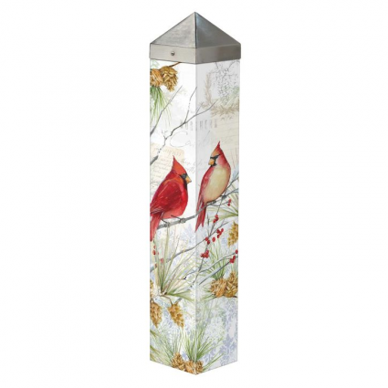 ART POLE, 20" NORTHERN CARDINALS
