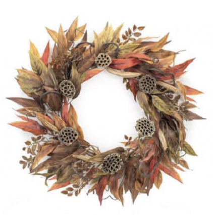 Mixed Fall Foliage Wreath 35"