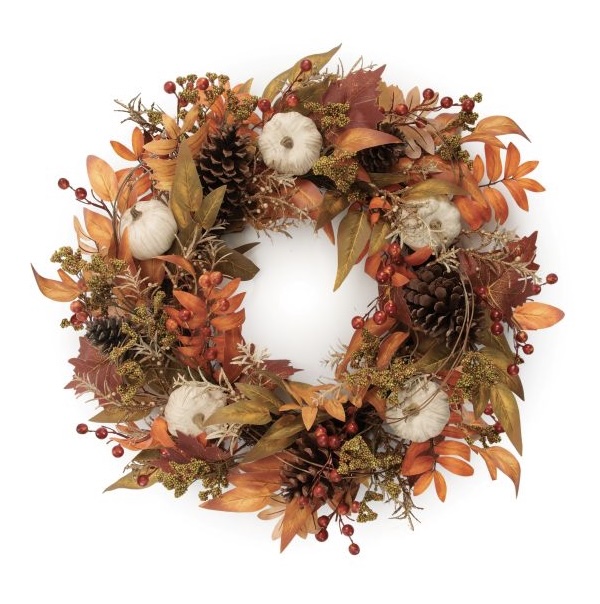 Fall Wreath with Pumpkins 24"