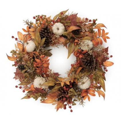 Fall Wreath with Pumpkins 24"