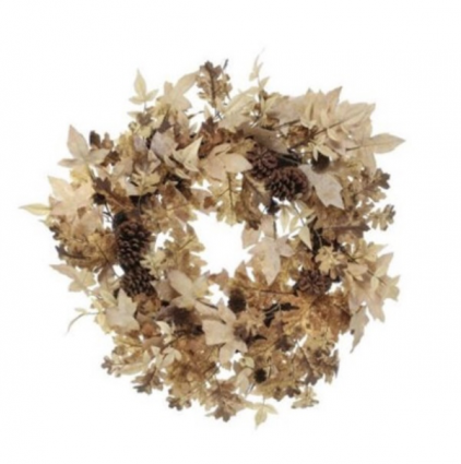 Maple Leaf Wreath with Pine Cones 24"