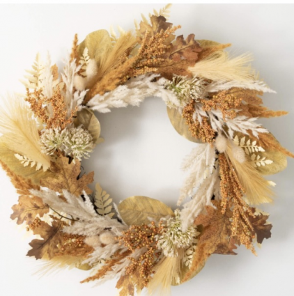 Mixed Foliage & Pampas Wreath 24"