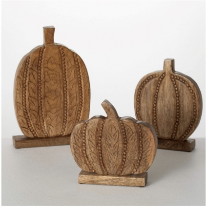 Rustic Wooden Pumpkin 8" 