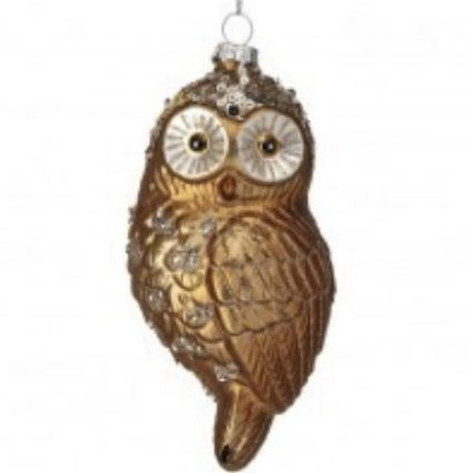 Amber Copper Chalet Owl Ornament 5"