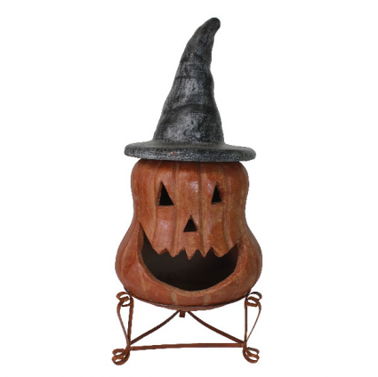 Squatty Pumpkin Chimenea with Witch Hat Top