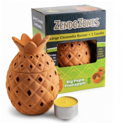 Big Papa Large Pineapple Shape Terra Cotta Citronella Burner With Three Citronella Candles
