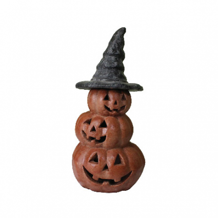 Three Pumpkin Stack with Witch Hat