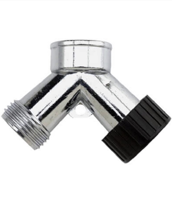2-Way Zinc Garden Hose Y Connector