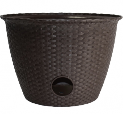 Brown Woven Garden Hose Pot 18"