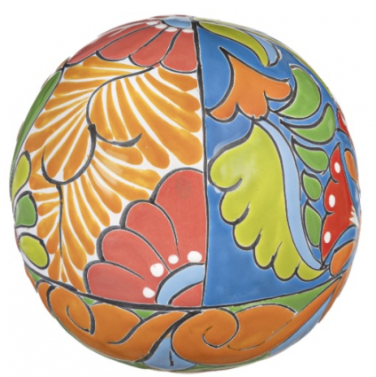 GLOBE, 8" ORANGE/BLUE TALAVERA
