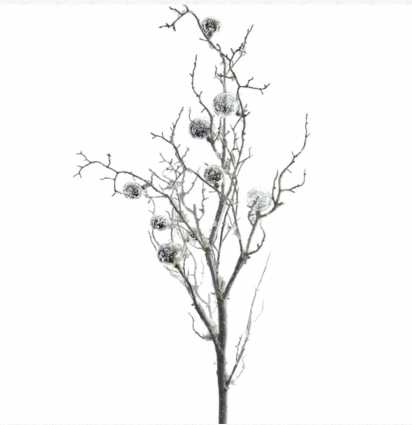 BRANCH, 41" SNOWY W/SILVER BALLS