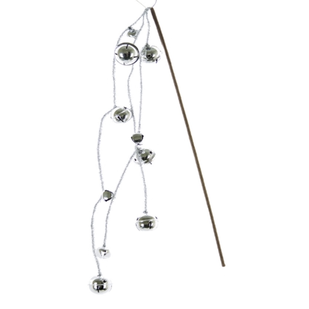 SPRAY,36"HANG SILVER JINGLE BELL