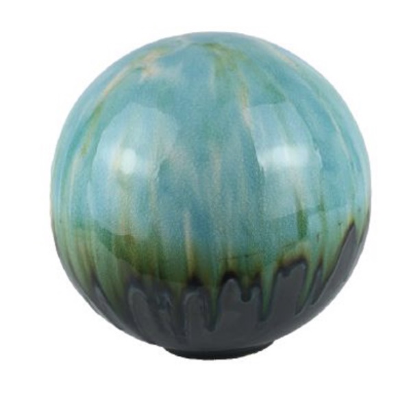 GAZING BALL, 10" GREEN CERAMIC