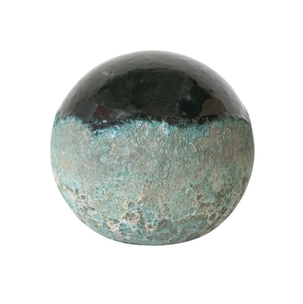 Coarse Terra-Cotta Ball, Reactive Glaze with Volcano Finish