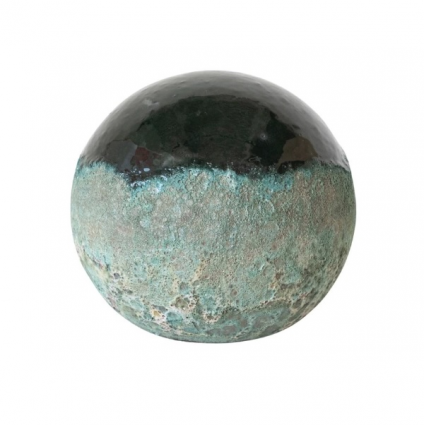 Coarse Terra-Cotta Ball, Reactive Glaze with Volcano Finish