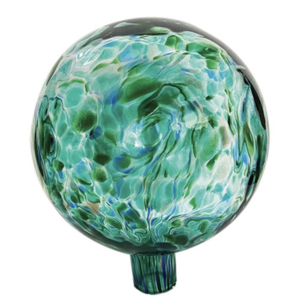 GAZING GLOBE, 10" GREEN/BL GLASS