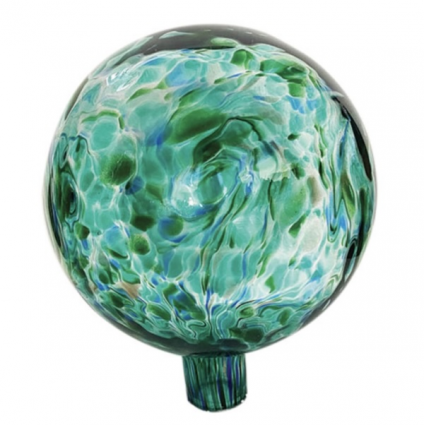 GAZING GLOBE, 10" GREEN/BL GLASS