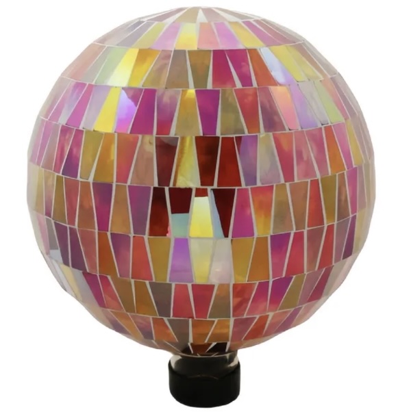 Red Tile Glass Globe with Hanging Chain 10"