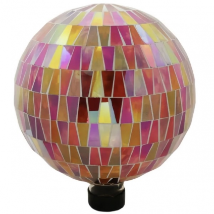 Red Tile Glass Globe with Hanging Chain 10"