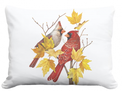 Cardinals with Oak Leaves Pillow  19" x 24"